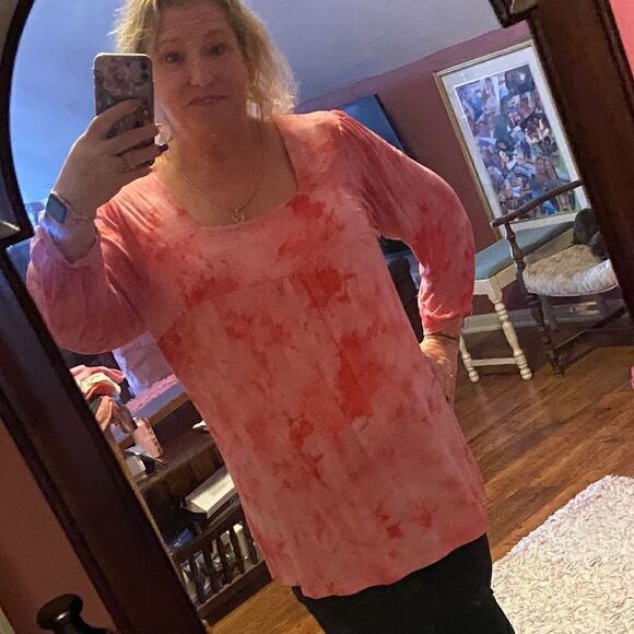 Fashion bug Pink Tie Dyed Top 1X Some Piling - Picture 2 of 11